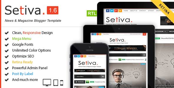 Setiva - Responsive Magazine Blogger Template Free Download