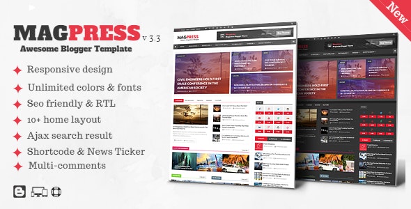 Magpress Magazine Responsive Blogger Template Free Download