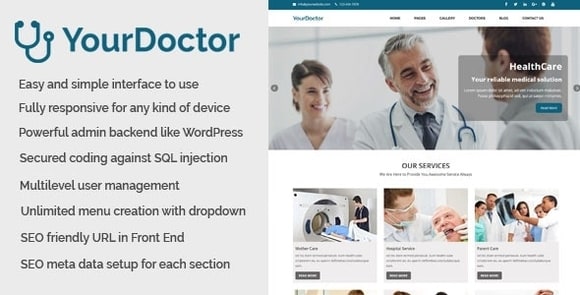Yourdoctor Medical and Doctor Website CMS PHP Script Free Download