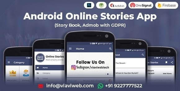 Android Online Stories App (Story Book, Admob with GDPR) Source Code FREE