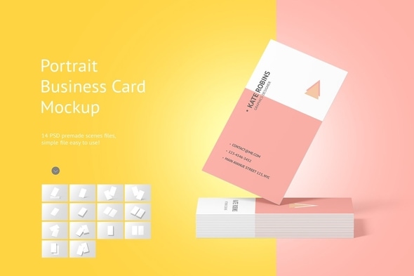 Portrait Business Card Mockup Download