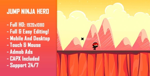 Jump Ninja Hero HTML5 Game Mobile Version Free Download