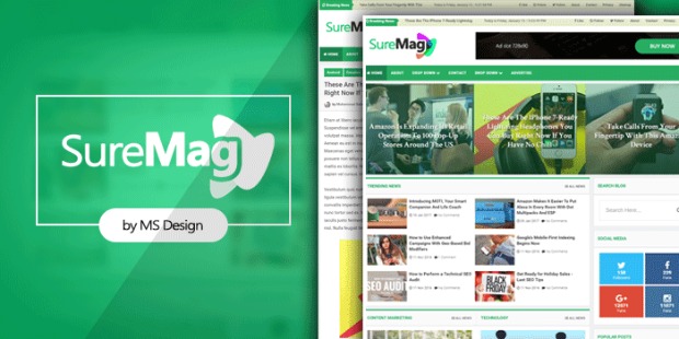 Sure Mag Premium Version Blogger Template Download