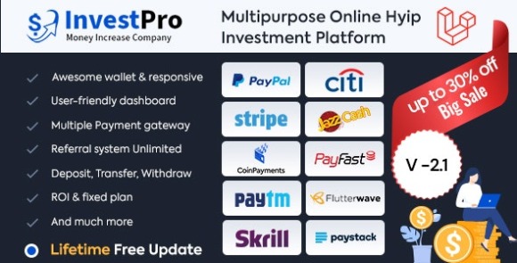 InvestPro Wallet and Banking Online Hyip Investment Platform Software