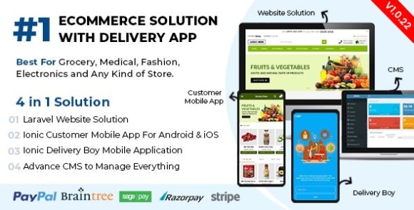 Ecommerce Solution with Delivery App For Grocery Food Pharmacy App and Nulled Script