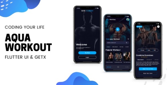 Aqua Workout Fitness App Flutter UI Kit using GetX Template