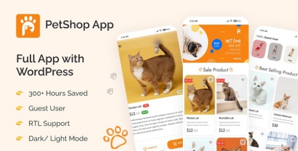 PetShop Flutter App with WordPress Backend Source Code