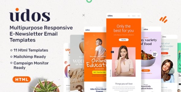 Udos Multipurpose Responsive E-Newsletter Email Templates Download