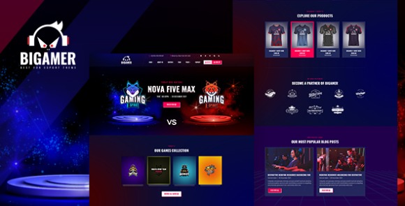 Bigamer Online eSports And Gaming Tournaments HTML Template Download