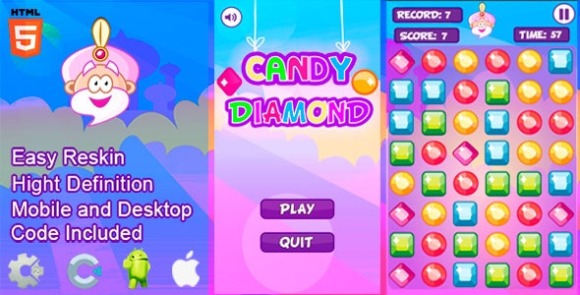 Candy Diamond HTML5 and Mobile Capx Game Download