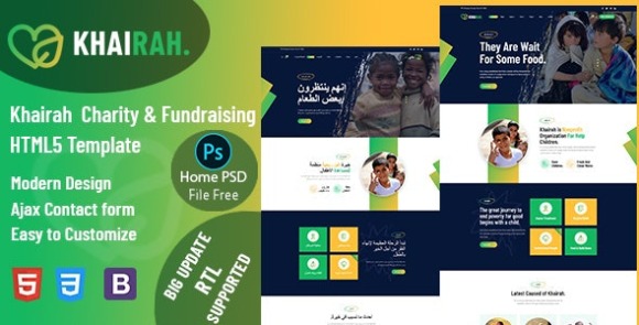 Khairah Charity Nonprofit React+HTML Template Download