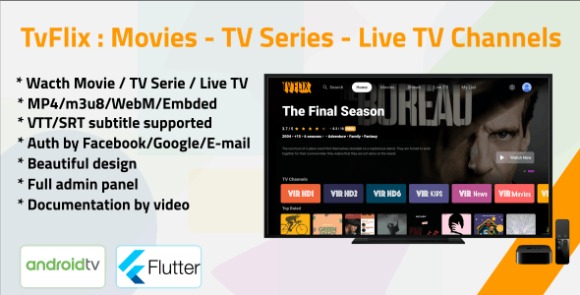 TvFlix v1.1 – Movies – TV Series – Live TV Channels for Android TV App Source Code