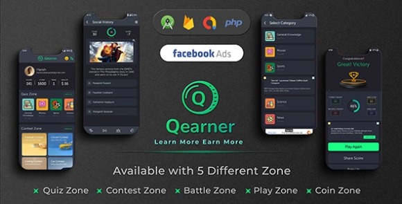 Qearner Quiz App Android Quiz game with Earning System and Admin Panel Source Code