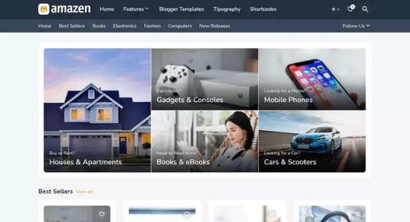 Amazen Responsive Affiliate and Classified Ads Blogger Template Free Download