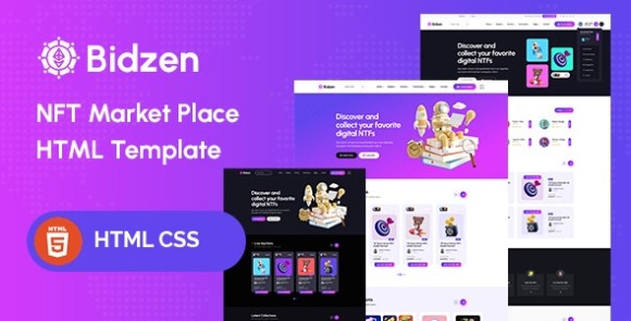 Bidzen NFT Marketplace HTML Template Download