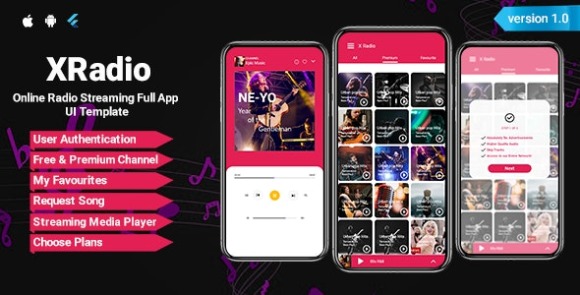 XRadio Online Radio Streaming Flutter App UI Kit Source Code
