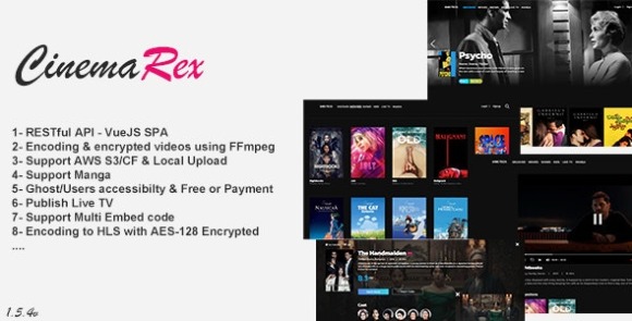 CinemaRex Movies and TV Shows Live TV PHP Script