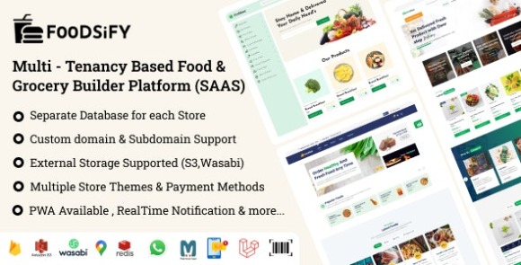 FOODSIFY Multitenancy Based Food Grocery and E-commerce Builder