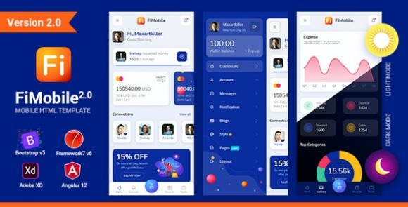 FiMobile Finance HTML Template Bootstrap Framework Angular Theme