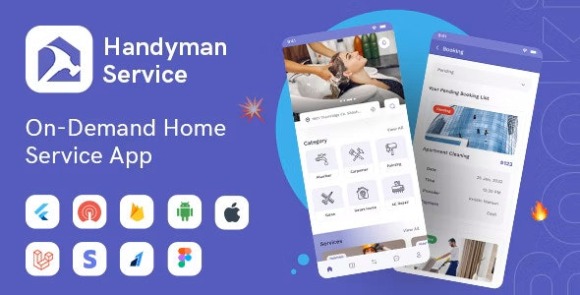 Handyman Service Flutter On-Demand Home Services App with Complete Solution Source