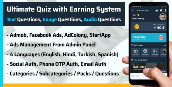 Play Quiz Text Image Audio and Earn Money App Source