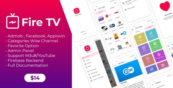 Live TV with Firebase Admin Panel and Admob Facebook Ads App Source Code