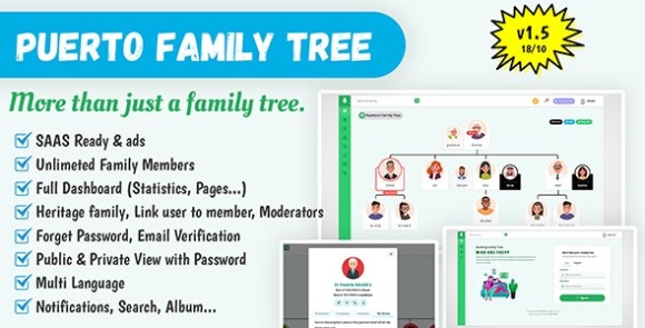 Puerto Family Tree Builder SaaS PHP Script