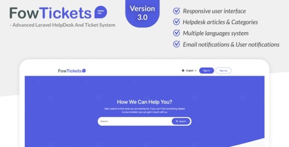 Fowtickets Advanced Laravel HelpDesk And Ticket System PHP Script