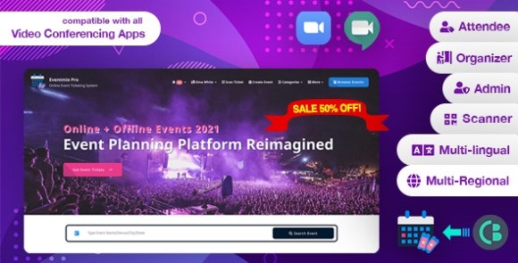 Eventmie Pro Online-Offline Event and Classes Ticket Selling Management Multi-vendor Software