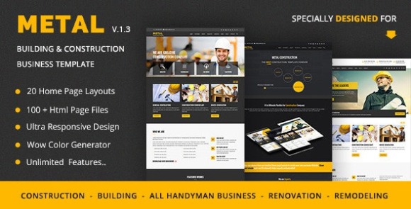 Metal Mobile Friendly Building and Construction Business Template Download