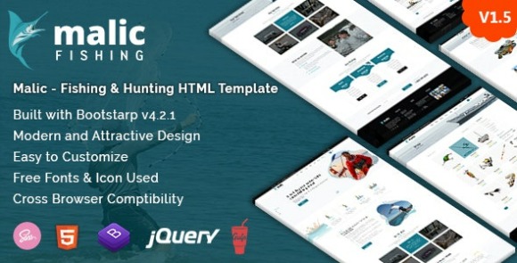 Malic Fishing and Hunting Club HTML Template RTL