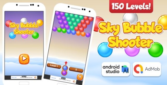 Sky Bubble Shooter Game Android Studio Project with AdMob Ads
