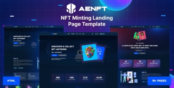 Aenft NFT Minting or Collection Landing Page HTML Template