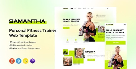 Samantha Personal Trainer and Fitness Gym Template
