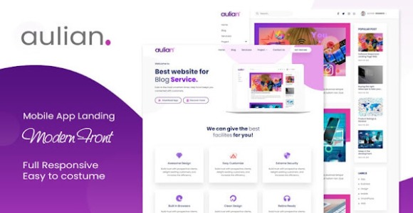 Aulian Landing Page Responsive Blogger Template