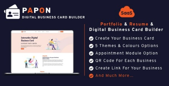 Papon Digital Business Card Builder SaaS PHP Script
