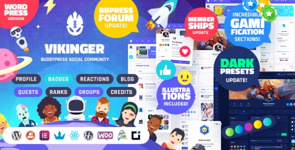 Vikinger BuddyPress and GamiPress Social Community WordPress Theme