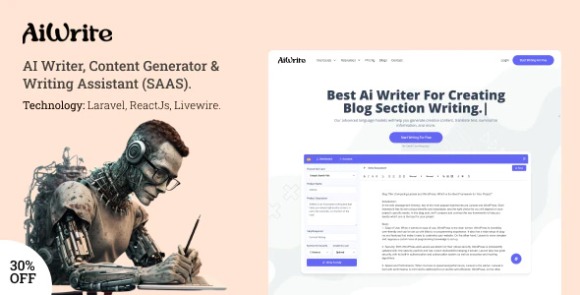 Download #AiWrite v1.5.1 – AI Writer, Content Generator & Writing Assistant Tools (SAAS) PHP Script