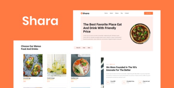 Download #Shara v1.0 – Food & Drink Landing Page Template Free