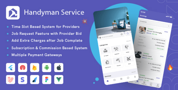 Handyman Service v10.6.0 – On-Demand Home Service Flutter App with Complete Solution Source Code