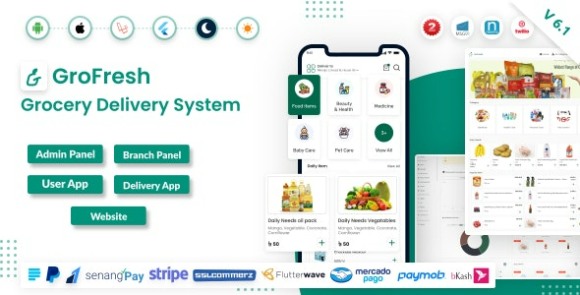 GroFresh Grocery Pharmacy eCommerce App with Laravel Admin Delivery Source