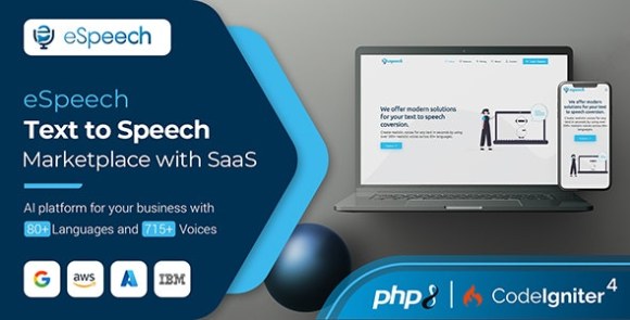 Download #eSpeech v1.4.1 – Text to Speech Marketplace with SaaS PHP Script
