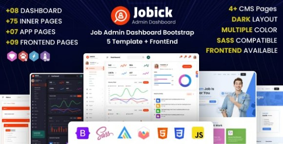 Download #Jobick v3.0 – Job Admin Dashboard Bootstrap 5 Template + FrontEnd Free