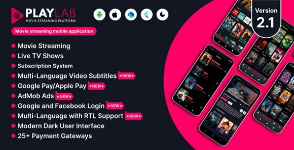 PlayLab v2.6 – Cross Platform on Demand Movie Streaming Mobile Application Source