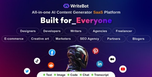 Download #WriteBot v3.7.0 – AI Content Generator SaaS Platform PHP Script
