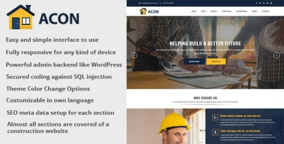 Download #Acon v1.9 – Architecture and Construction Website CMS Script