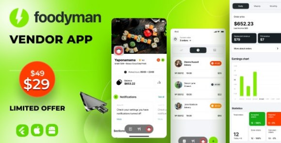 Download #Foodyman v2023-4 – Multi – Restaurant (and Grocery) Vendor App (iOS & Android) Source