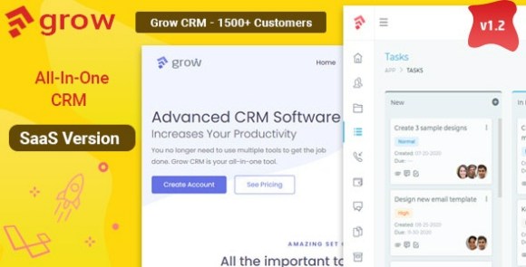 Grow CRM SaaS Laravel Project Management Multitenancy Script