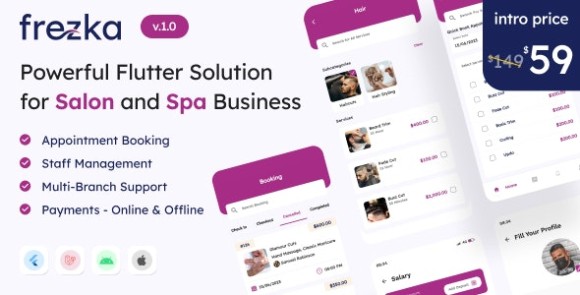 Download #Frezka v1.0 – All-in-one Salon & Spa Business Solution in Flutter + Laravel App Source