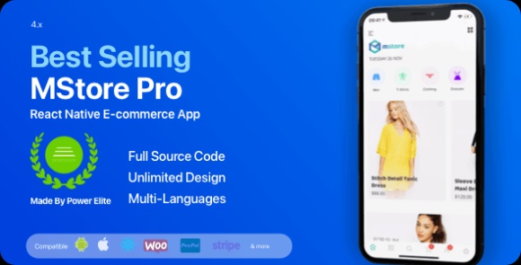 Download #MStore Pro v5.0 – Complete React Native Template for e-Commerce App Source